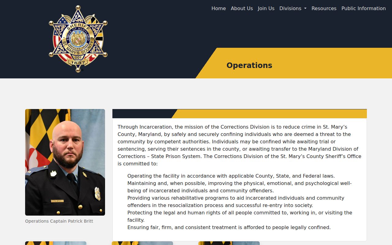 St. Mary’s County Community Corrections and release custody categories