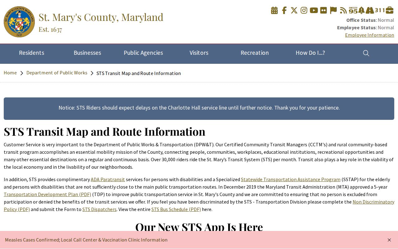 St. Mary’s Transit information for travel after a St. Mary’s County release